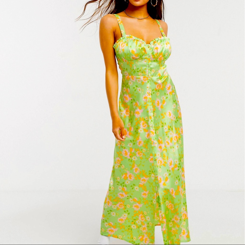 Satin Floral Maxi Slip Dress